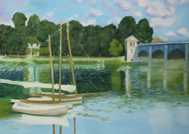 Painting titled "The bridget at Arge…" by Rossella Buscemi, Original Artwork, Oil