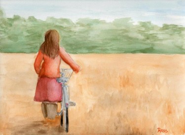 Schilderij getiteld "Bicicletta" door Rossella Buscemi, Origineel Kunstwerk, Aquarel