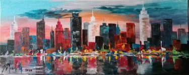 Painting titled "NEW YORK" by Rosa Nardella, Original Artwork, Acrylic