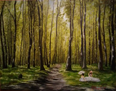 Painting titled "GITA AL BOSCO" by Rosa Nardella, Original Artwork, Oil