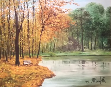 Painting titled "PAESAGGIO D'AUTUNNO" by Rosa Nardella, Original Artwork, Oil