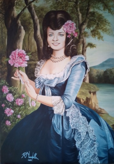 Painting titled "RITRATTO DI DONNA C…" by Rosa Nardella, Original Artwork, Oil