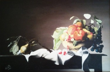 Schilderij getiteld "NATURA MORTA CON RI…" door Rosa Nardella, Origineel Kunstwerk, Olie