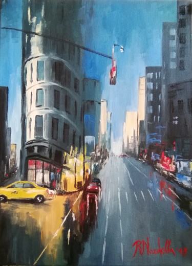 Painting titled "STREET" by Rosa Nardella, Original Artwork, Oil