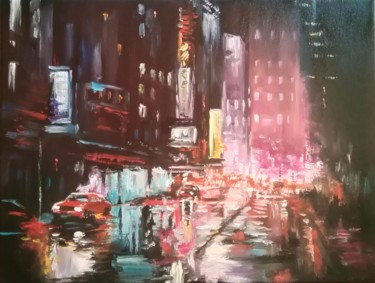 Painting titled "CITY" by Rosa Nardella, Original Artwork, Oil