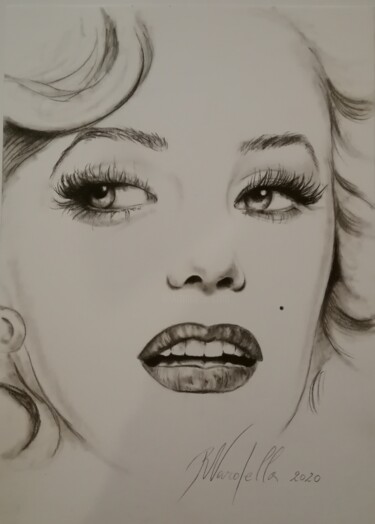 Painting titled "MARILYN" by Rosa Nardella, Original Artwork, Charcoal