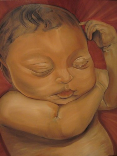 Pittura intitolato "Neo nato" da Rossella Russo, Opera d'arte originale