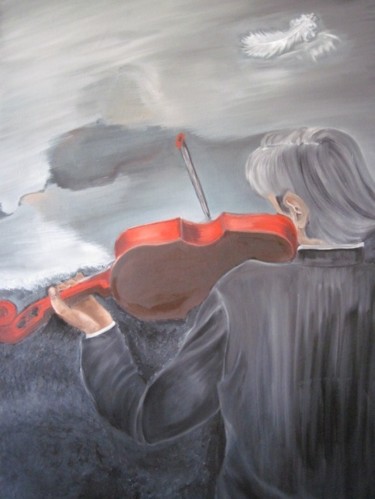 Painting titled "Il suonatore di vio…" by Rossella Russo, Original Artwork