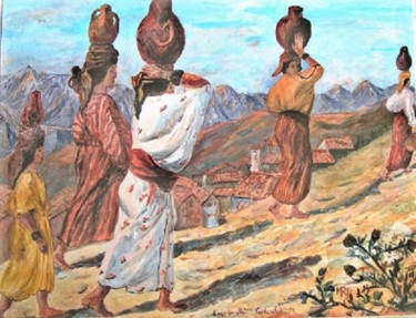 Peinture intitulée "Femmes Kabyles" par Michèle Rossetto, Œuvre d'art originale