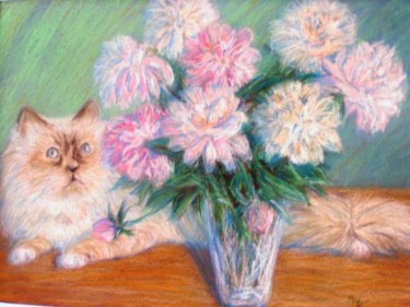 Peinture intitulée "Le chat de françoise" par Michèle Rossetto, Œuvre d'art originale