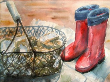 Peinture intitulée "Les bottes rouges" par Michèle Rossetto, Œuvre d'art originale