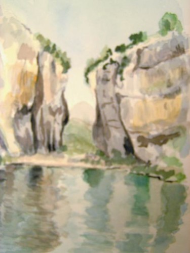 Peinture intitulée "Les gorges profondes" par Michèle Rossetto, Œuvre d'art originale
