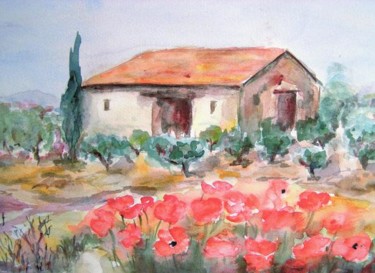 Painting titled "La maison de Leslie" by Michèle Rossetto, Original Artwork