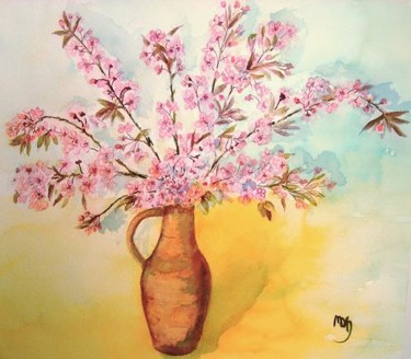 Painting titled "les prunus" by Michèle Rossetto, Original Artwork