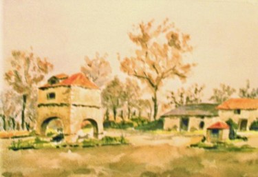 Painting titled "La petite ferme" by Michèle Rossetto, Original Artwork