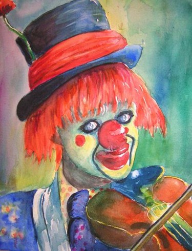 Peinture intitulée "Le clown de Stella" par Michèle Rossetto, Œuvre d'art originale