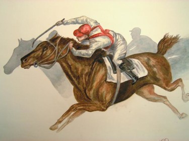 Peinture intitulée "La course" par Michèle Rossetto, Œuvre d'art originale