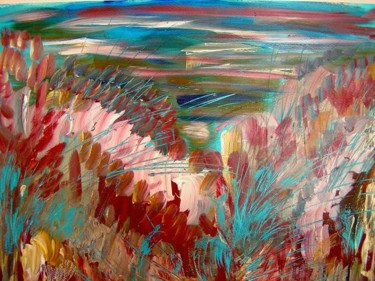 Painting titled "paysage exotique" by Michèle Rossetto, Original Artwork