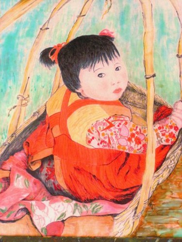 Peinture intitulée "La petite Chinoise" par Michèle Rossetto, Œuvre d'art originale