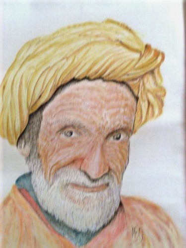 Peinture intitulée "Le mendiant Afghan" par Michèle Rossetto, Œuvre d'art originale