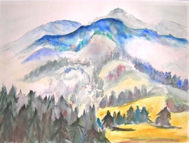 Painting titled "Brumes en Jura" by Michèle Rossetto, Original Artwork