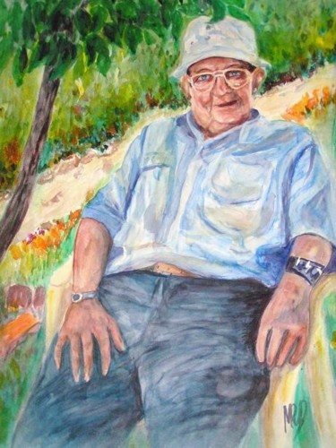 Painting titled "Mon père dans son j…" by Michèle Rossetto, Original Artwork