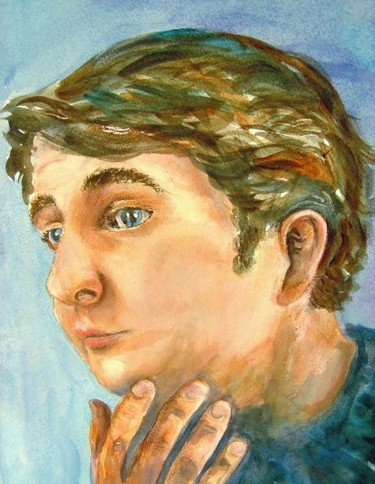 Peinture intitulée "L'homme à l'oreille…" par Michèle Rossetto, Œuvre d'art originale
