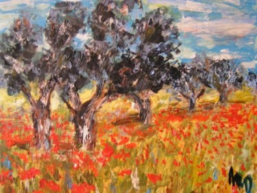Peinture intitulée "L'oliveraie de Patsy" par Michèle Rossetto, Œuvre d'art originale