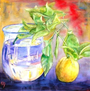 Peinture intitulée "La branche de citro…" par Michèle Rossetto, Œuvre d'art originale