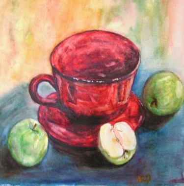 Peinture intitulée "Jumbo aux pommes ve…" par Michèle Rossetto, Œuvre d'art originale