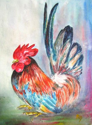 Painting titled "un bantam" by Michèle Rossetto, Original Artwork