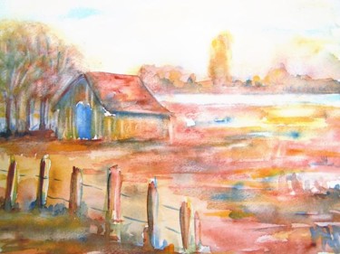 Painting titled "Un cabanon" by Michèle Rossetto, Original Artwork