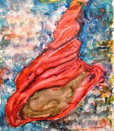 Peinture intitulée "Coquillage rouge" par Michèle Rossetto, Œuvre d'art originale