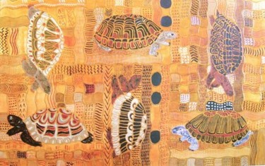 Painting titled "Les tortues" by Michèle Rossetto, Original Artwork