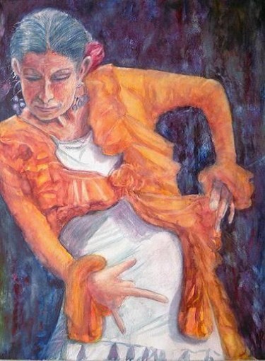 Peinture intitulée "Puissance flamenco" par Michèle Rossetto, Œuvre d'art originale