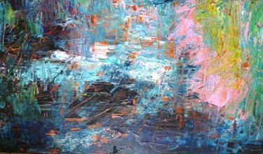 Painting titled "Au fil de l'eau" by Michèle Rossetto, Original Artwork