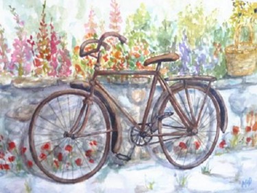 Peinture intitulée "vieux vélo" par Michèle Rossetto, Œuvre d'art originale