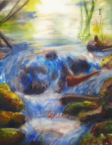 Peinture intitulée "La cascade" par Michèle Rossetto, Œuvre d'art originale