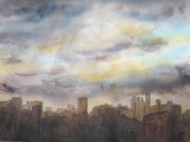 Painting titled "Ciel tourmenté" by Michèle Rossetto, Original Artwork