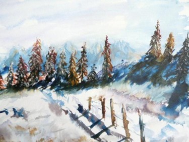 Peinture intitulée "Jura en hiver" par Michèle Rossetto, Œuvre d'art originale