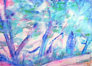 Peinture intitulée "Forêt turquoise" par Michèle Rossetto, Œuvre d'art originale