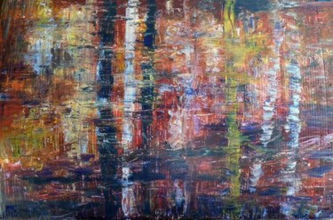 Peinture intitulée "reflets d'automne" par Michèle Rossetto, Œuvre d'art originale, Huile