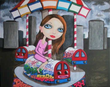 Painting titled "Metro merry-go-round" by Ross Hendrick, Original Artwork, Acrylic
