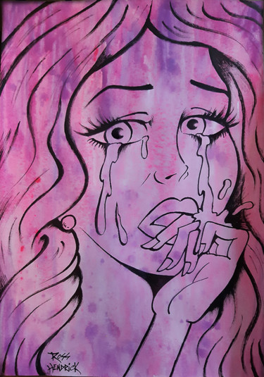 Peinture intitulée "Crying Girl #artist…" par Ross Hendrick, Œuvre d'art originale, Acrylique