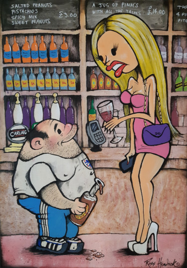 Malerei mit dem Titel "Beer and Wine" von Ross Hendrick, Original-Kunstwerk, Acryl