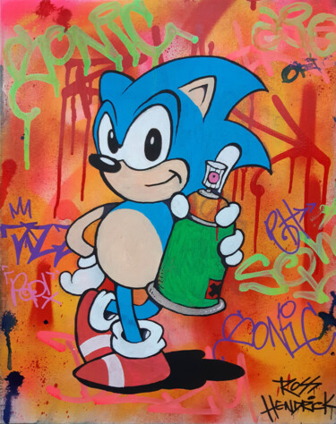 Painting titled "Sonic Spraycan" by Ross Hendrick, Original Artwork, Acrylic