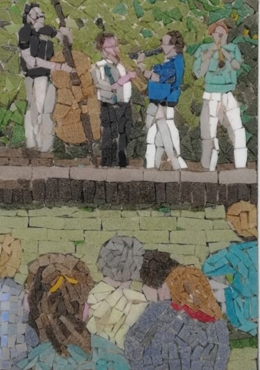 Escultura titulada "Fête de la musique" por Philippe Rossi Mosaïste, Obra de arte original, Mosaico Montado en Panel de made…