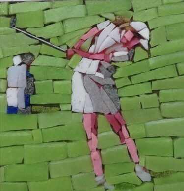 Skulptur mit dem Titel "La golfeuse" von Philippe Rossi Mosaïste, Original-Kunstwerk, Mosaik