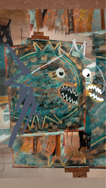 Digitale Kunst getiteld "Fish 10" door Rossi Roberto, Origineel Kunstwerk, Acryl