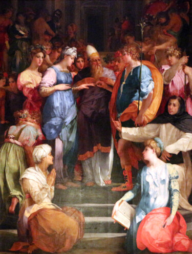 Painting titled "Marriage of the Vir…" by Rosso Fiorentino, Original Artwork, Oil